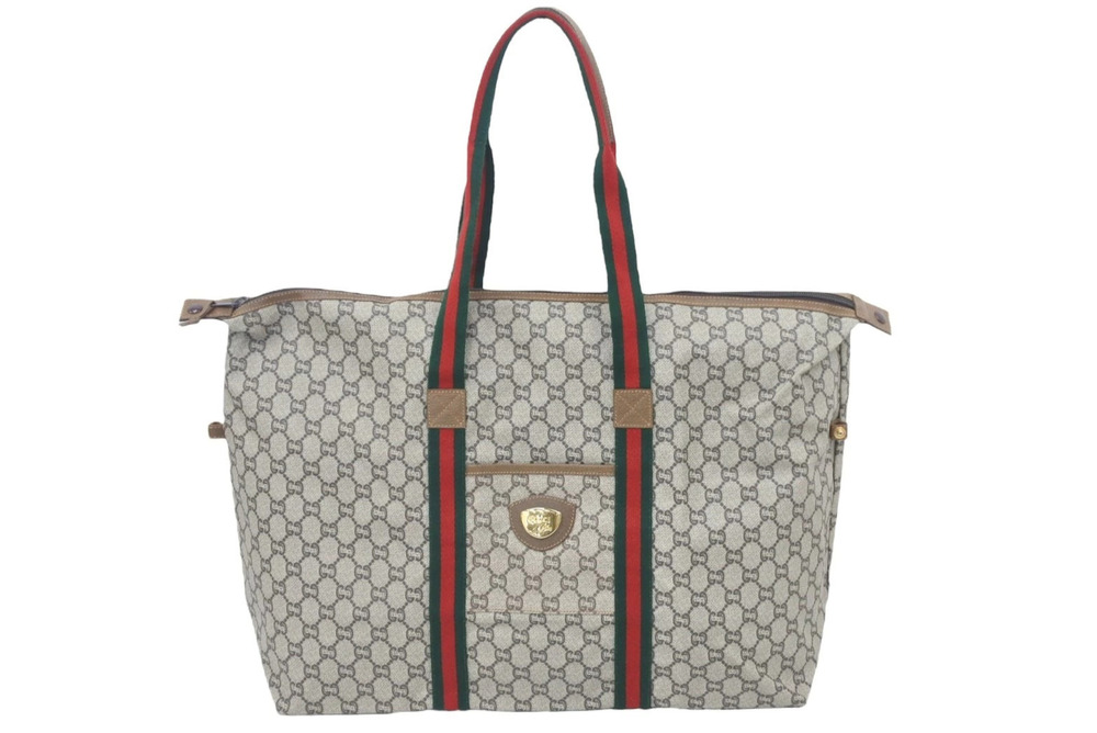 Gucci Plus Sherry Tote Bag Boston Brown Beige Cream